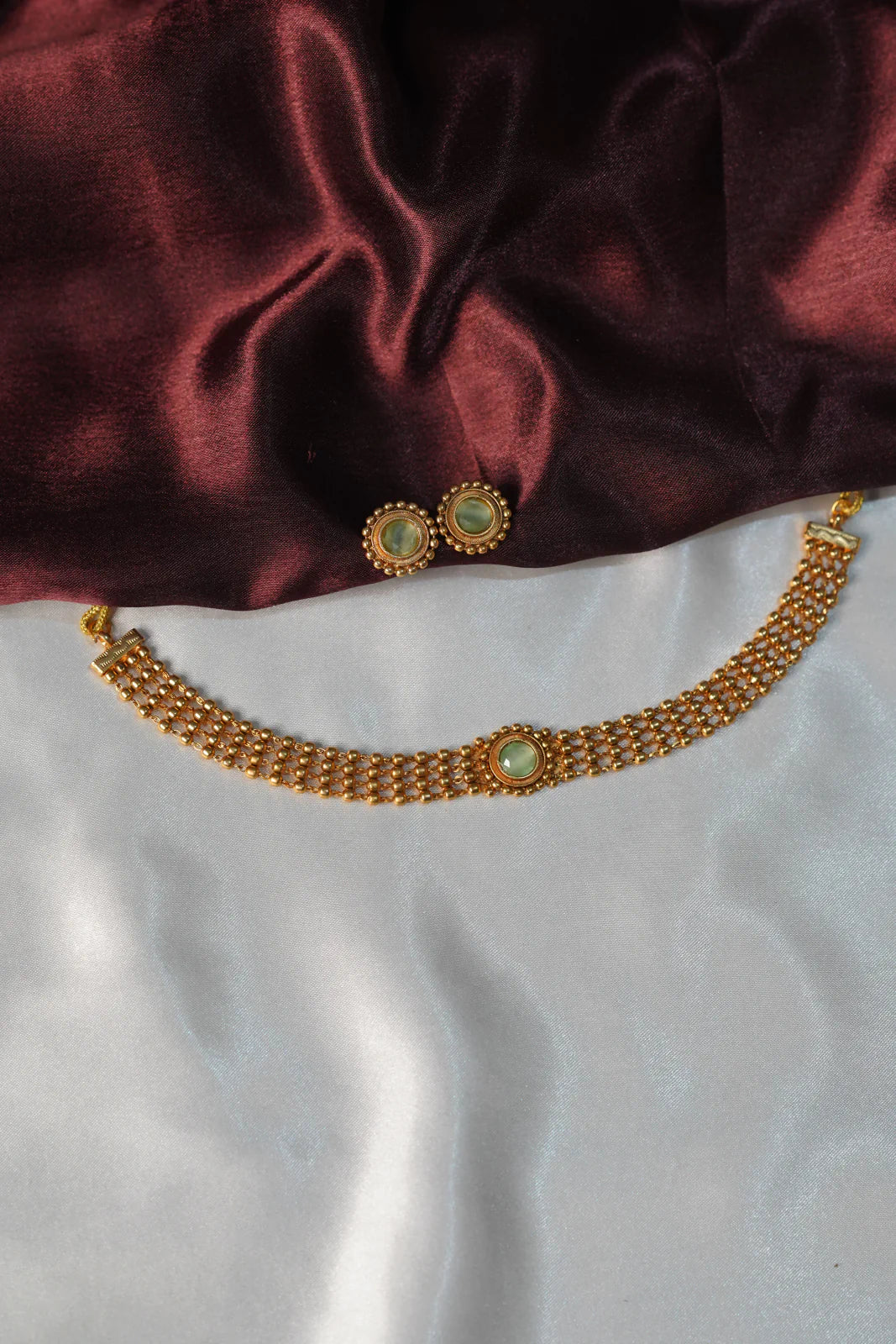 Antique Green Stone Choker - UJ1005