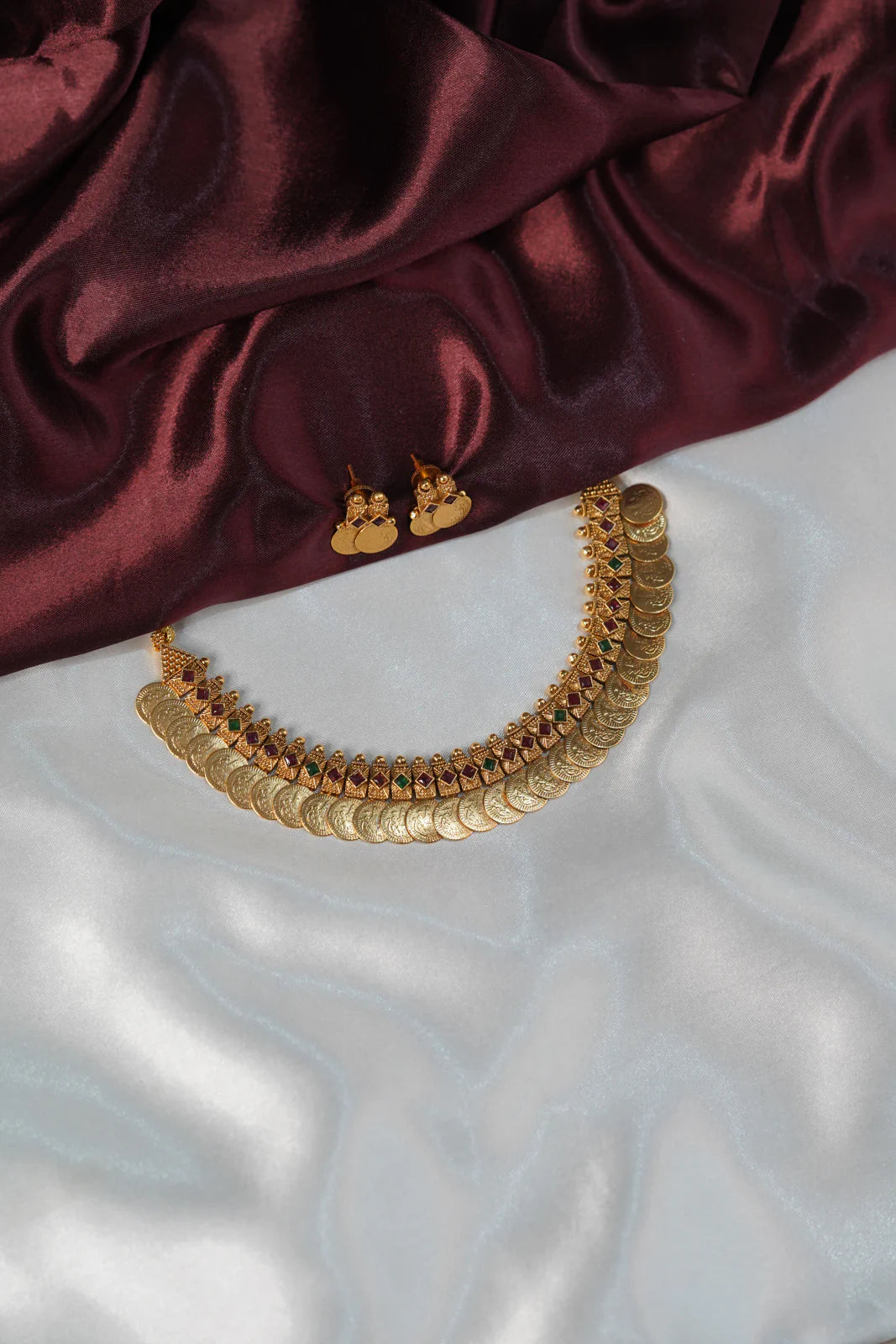 Antique Temple Matte Lakshmi Coin Necklace - UJ1029