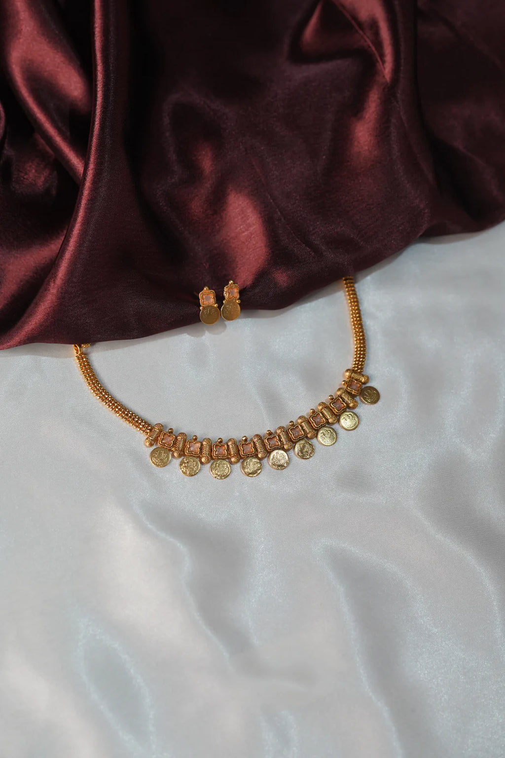 Antique Temple Lakshmi Coin Necklace - UJ1030